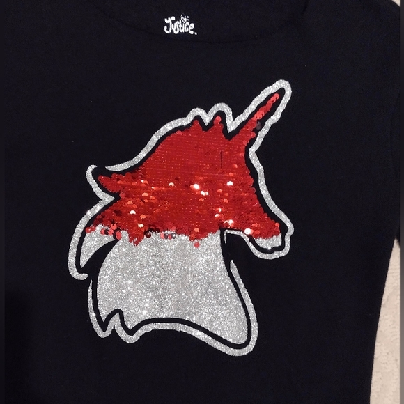 Like-New Flip Sequin Unicorn Top, Girl's Size 12 Plaid Sparkles Shines - Picture 4 of 5